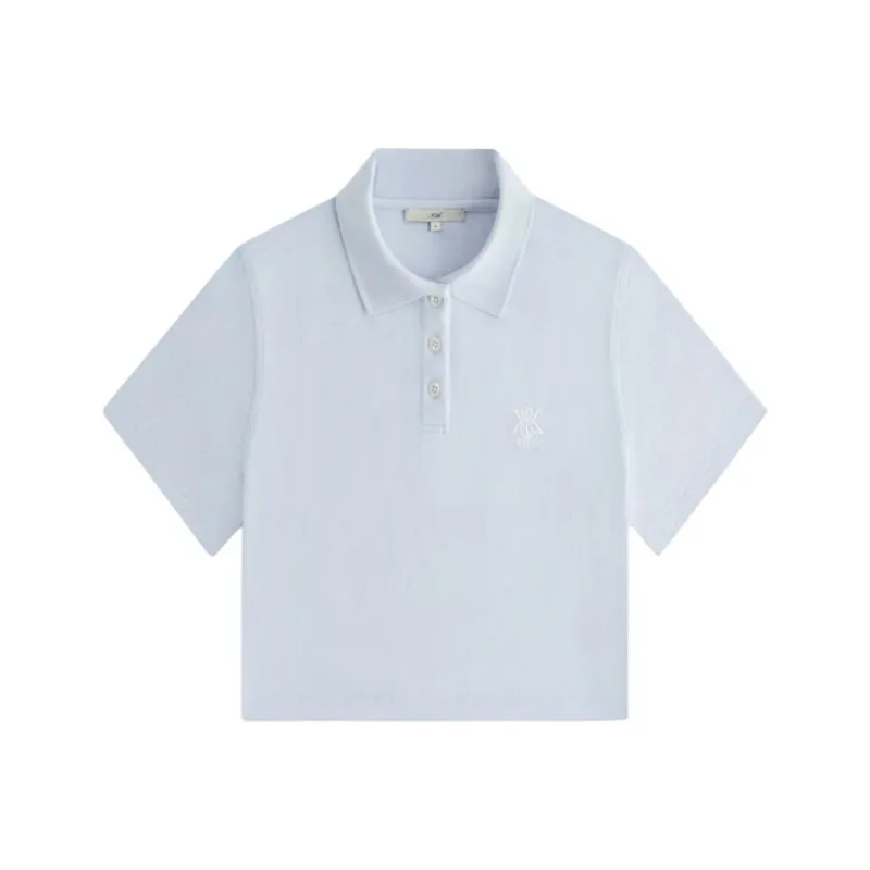 KITH Women's 2024 Summer Collection SS24 Laramie Cropped Polo Polo Shirt Women's Light Blue-0