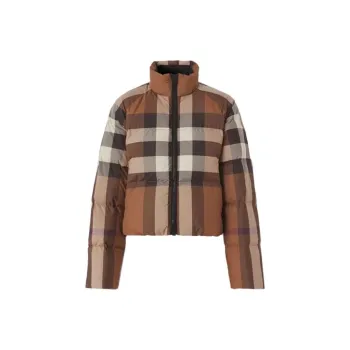 Burberry Check Cropped Puffer Jacket 'Dark Birch Brown'