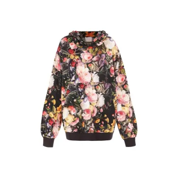 Selkie Sweatshirts Women's Black Sole With Flourishing Floral Print