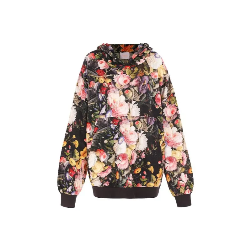 Selkie Sweatshirts Women's Black Sole With Flourishing Floral Print-0