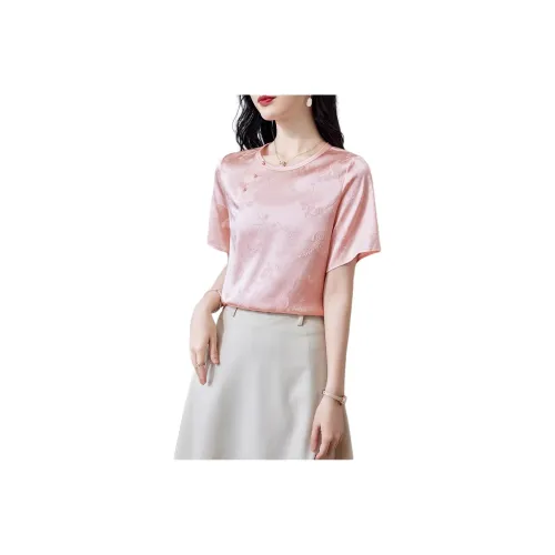 Yi Mengyuan Silk Chiffon Shirt Women's Pink
