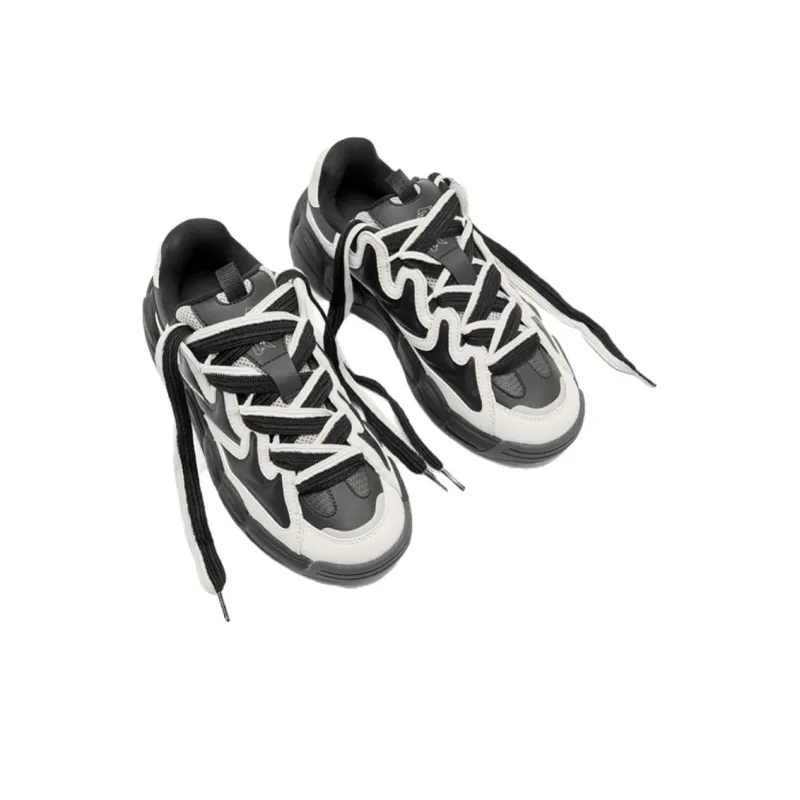 QIAODAN Get Rich Every Day Cushioning Lightweight Height Increasing Low Top Chunky Sneakers Women's Black White-3