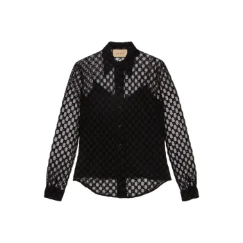 GUCCI GG-flocked Tulle Shirt