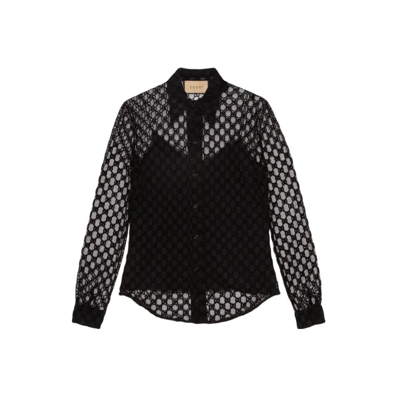 GUCCI GG-flocked Tulle Shirt-0