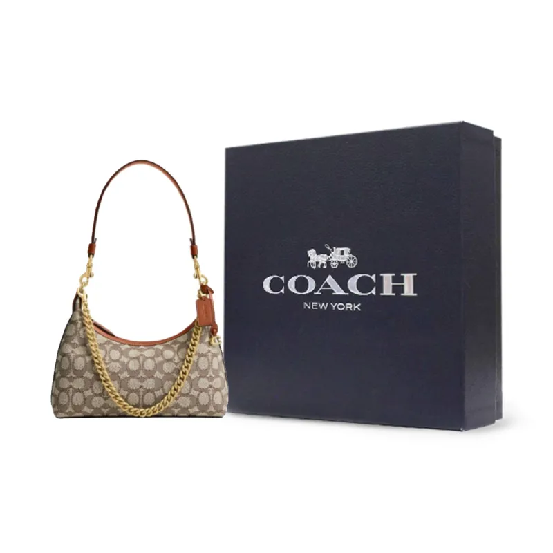COACH Juliet Fabric Cow Leather Patchwork Crossbody Bag Shoulder Bag Medium Size Women's Cocoa Polished-8
