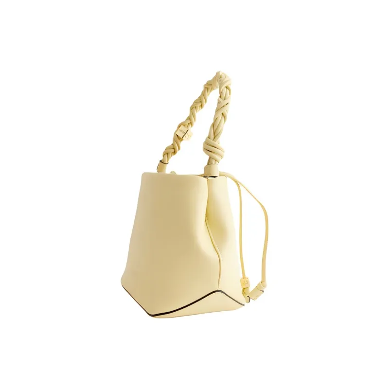 GANNI Recycled Leather With Polyurethane And Polyester Bucket Bag Handbag Women's Beige-3