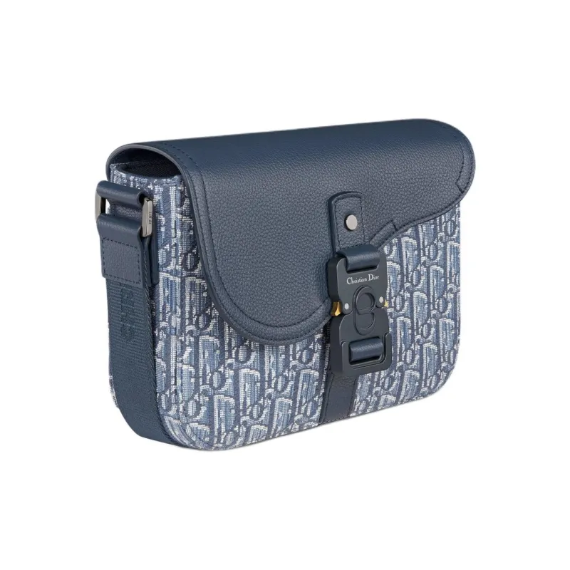 DIOR Cow Leather Saddle Bag, Shoulder Bag Trumpets Women's Blue-1
