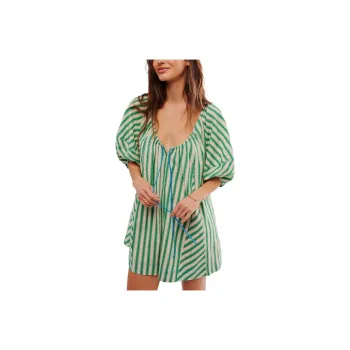 FREE PEOPLE Bop Around Romper Bodysuits Women's Green Combo/Green Combo