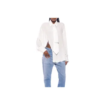 SAMI MIRO VINTAGE FW24 RAW ZIP-UP COLLARED SHIRT IN WHITE SHIRTING Shirt Women's White