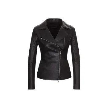 EMPORIO ARMANI Semi aniline Nappa lambskin Jacket With Jersey Inserts