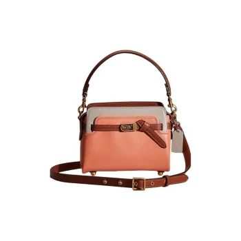COACH Tate Glove Tanning Shoulder Bag, Crossbody Bag, Handbag Small Size Women's Coral Pink & Burgundy