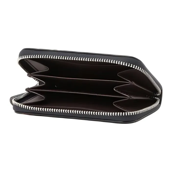 COACH Zip Around Polished Pebbled Leather Wallets Card Holders Small Size Women's Black Multicolor-4