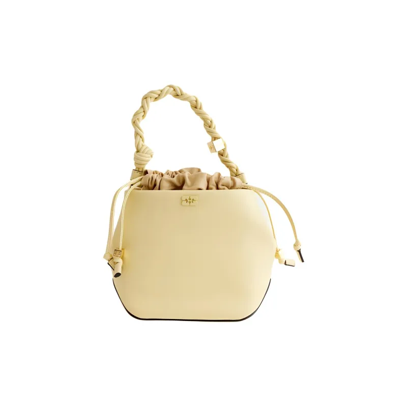 GANNI Recycled Leather With Polyurethane And Polyester Bucket Bag Handbag Women's Beige-1