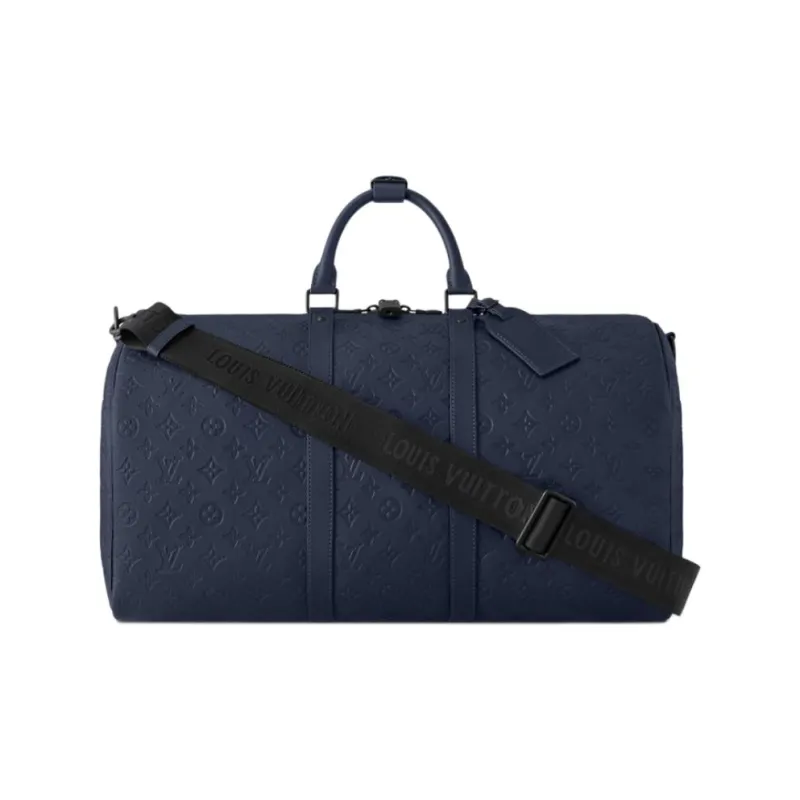 LOUIS VUITTON KeepallBandoulière Cow Leather Travel Bag 50L Men's Dark Blue-0