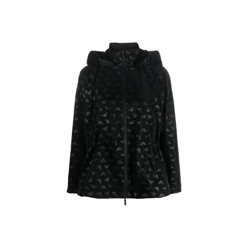 EMPORIO ARMANI Logo print Tonal Hooded Jacket-0