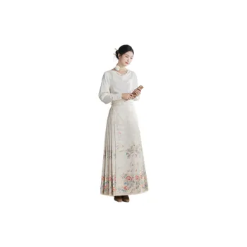 XINGHEHANGE Mamianqun Original Hanfu Chinese Style New Chinese Style Casual Long Skirt Women's White