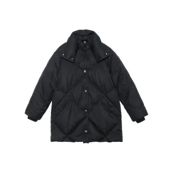 Burberry Diamond Quilted Cotton Gabardine Coat Black