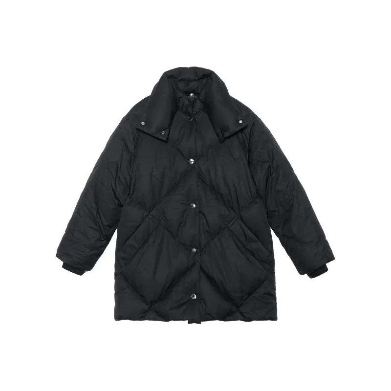 Burberry Diamond Quilted Cotton Gabardine Coat Black-0
