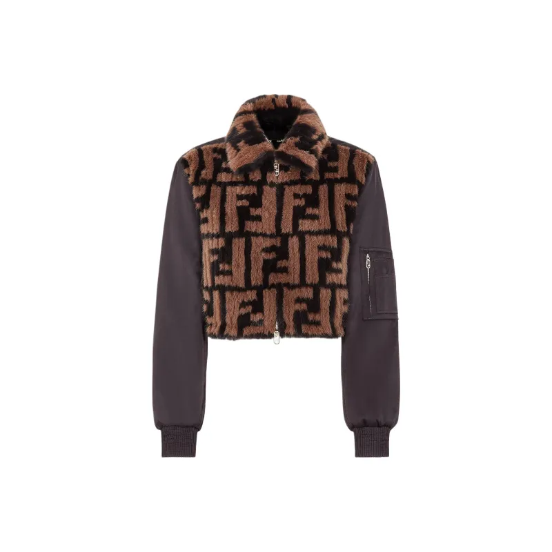 FENDI Ff Motif Cropped Bomber Jacket-0