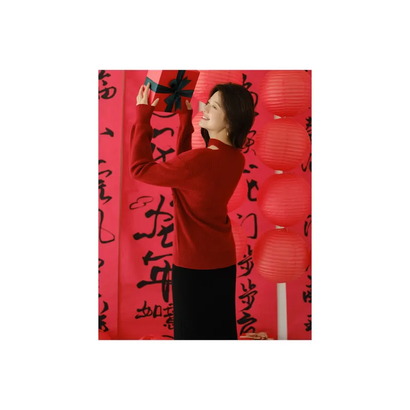 SNOWFORTE Cashmere Sweater Women's Vintage Red-1