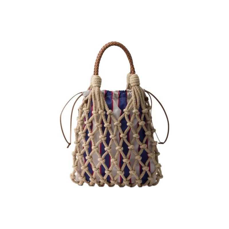 PRADA Cotton Handbag Medium Size Women's Royal Blue-2