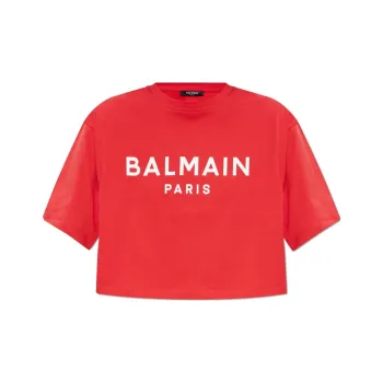 BALMAIN Logo Printed Round Neck T-Shirt