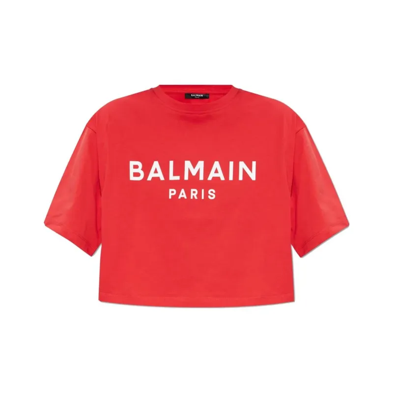 BALMAIN Logo Printed Round Neck T-Shirt-0