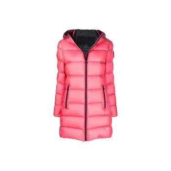 Moose Knuckles FW21 Solid Color Hooded Mid Length Down Jacket Women's Rose