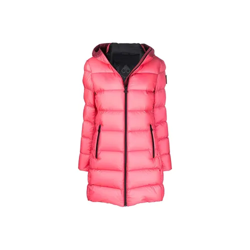Moose Knuckles FW21 Solid Color Hooded Mid Length Down Jacket Women's Rose