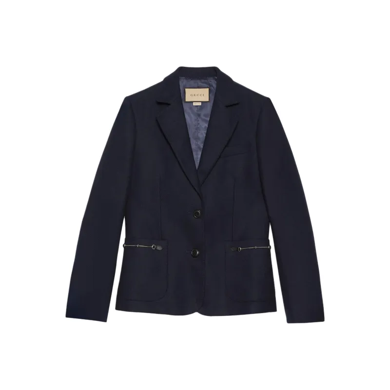 GUCCI Horsebit Detailed Buttoned Blazer-0
