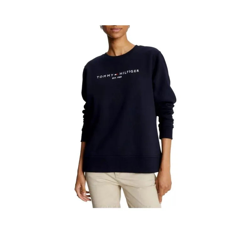 Tommy Hilfiger FW23 Embroidered Tommy Logo Sweatshirt Hoodies Sweatshirt Women's Dark Blue-0