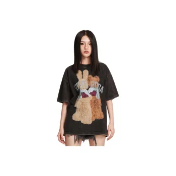 LALABOBO Drop Shoulder Sleeve T Shirt Women's Black
