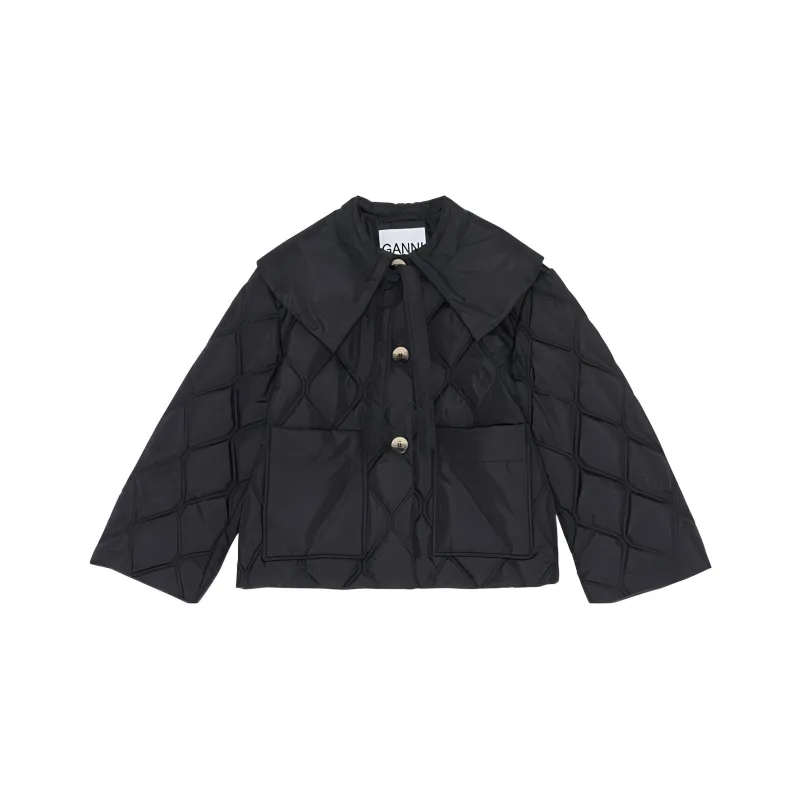 GANNI Big Collar Jacket 'Black'-0