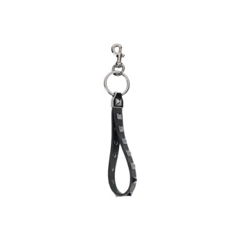 Valentino Cow Leather, Metal, Ruthenium Keychains Unisex Black