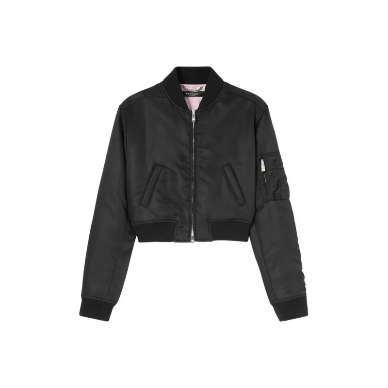 VERSACE Padded Cropped Zipped Bomber Jacket-0