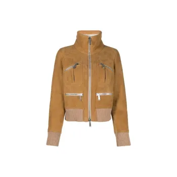 DSQUARED 2 Ribbed detail Zipped up Bomber Jacket