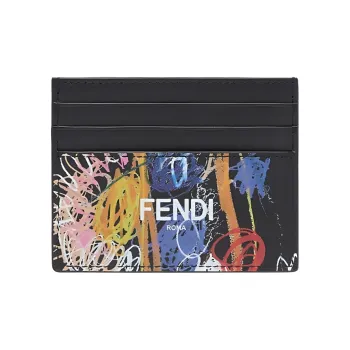 FENDI Calfskin Card Holder Card Holder Men's Black/Multicolor