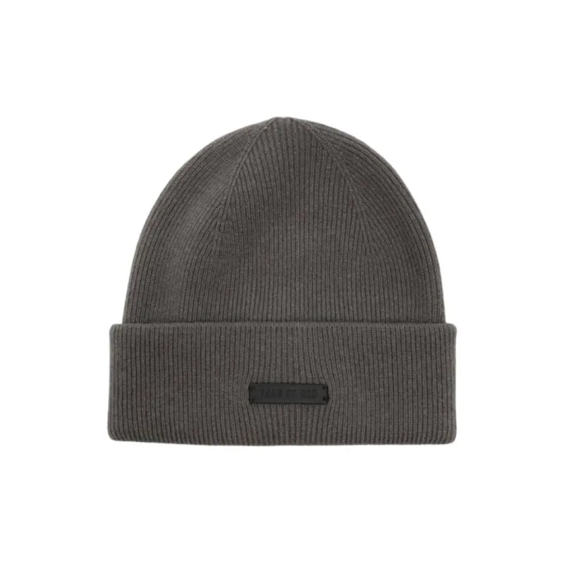 Fear Of God Logo Patch Ribbed Knit Beanie-0
