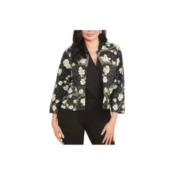 GUESS Precious Embroidered Sequin Jacket Jackets Coats Women's Black