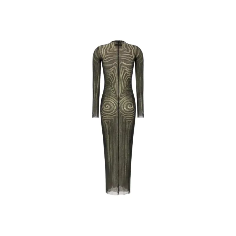Jean Paul Gaultier Long Sleeved Dress Women's Yellow Gray-1