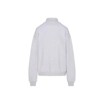 SKIMS FW24 COTTON FLEECE OVERSIZED MOCK NECK PULLOVER Sweatshirt Women's Light Heather Grey/Ash Gray