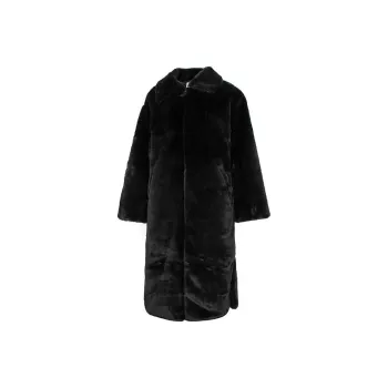 Nike Women's Faux Fur Long Jacket Asia Sizing Black