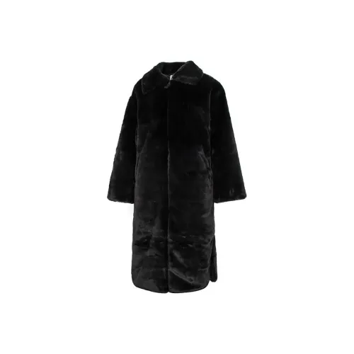 Nike Women's Faux Fur Long Jacket Asia Sizing Black