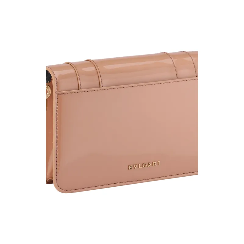 BVLGARI Serpenti Forever Lacquered Finish Calfskin Wallet, Shoulder Bag, Crossbody Bag Women's Brown-3