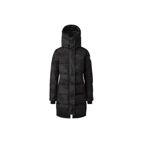 Canada Goose Sherridon Series FW21 Solid Color Hooded Fitted Moderate Mid Length Down Jacket Women's Black