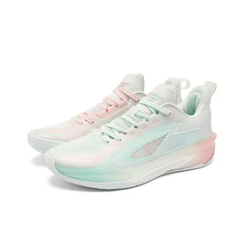 QIAODAN FE3.0 Mismatched Cushioning Grip Anti Twist Breathable Slip Resistant Low Top Basketball Shoes Men's Pink Green