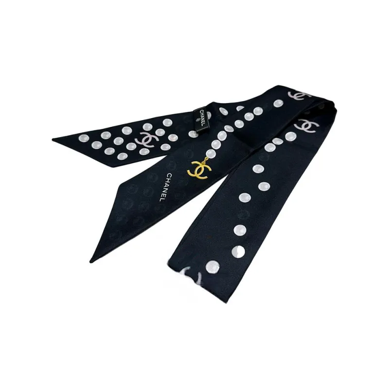 CHANEL - Silk Scarves Unisex Black-0