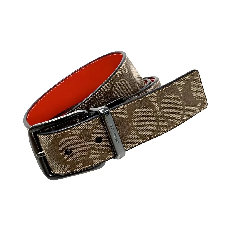 COACH Boxed Coated Canvas With Refined Calfskin Card Holder Men's Khaki, Orange, Red-3