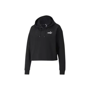 PUMA RUDAGON Essentials Cropped Small Logo Hoodie TR Sweatshirt Women's Black
