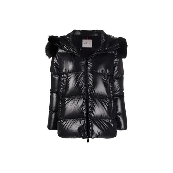 Moncler Faux fur Trimmed Hooded Puffer Jacket